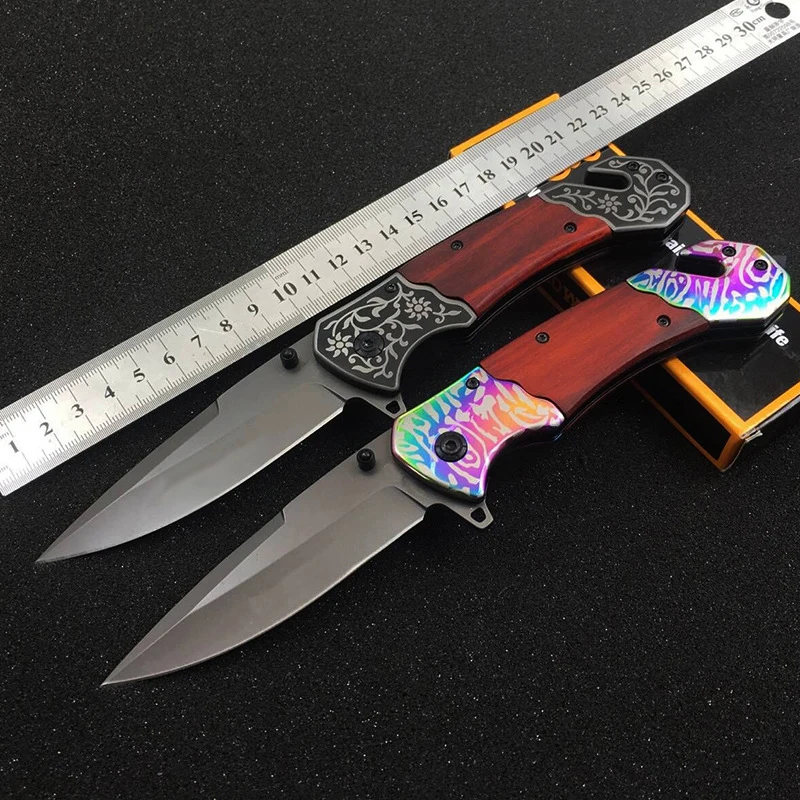 

Folding Knife Tactical Survival Knives Hunting Camping Edc Multi High Hardness Outdoor Pocket Knife Titanium Rainbow color