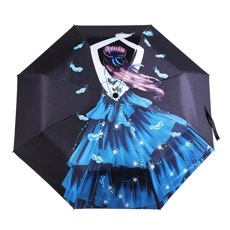 YADA Design Folding Automatic girl Umbrella For Women Anti-UV Lovely Rainy Umbrella Cartoon  Cute White Dog Umbrella YD200049