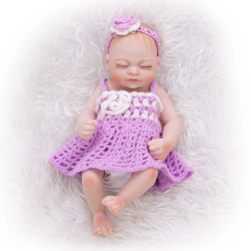KEIUMI ручная работа 11 ''27 см мини Кукла Reborn Реалистичная кукла-Новорожденный реалистичный полный силиконовый винил девочка игрушка для сна подарок на день рождения