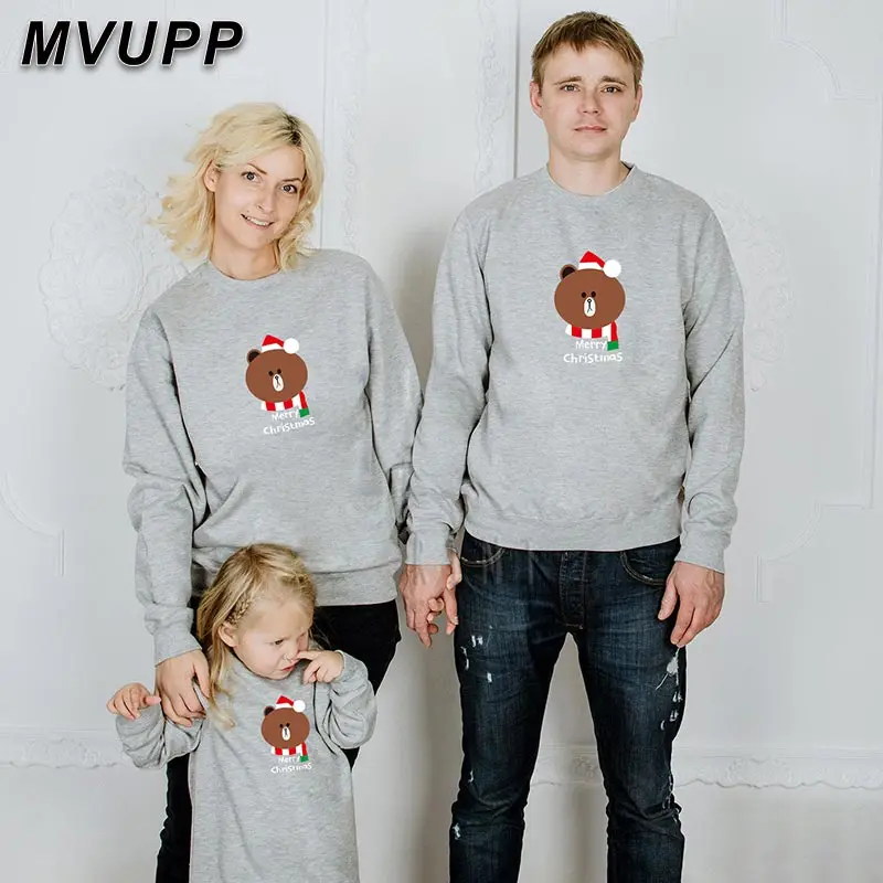 Одинаковые толстовки с капюшоном для всей семьи с рисунком медведя; Толстовка с принтом для папы, сына, мамы, дочки; зимняя одежда; Детский комплект; праздничная одежда