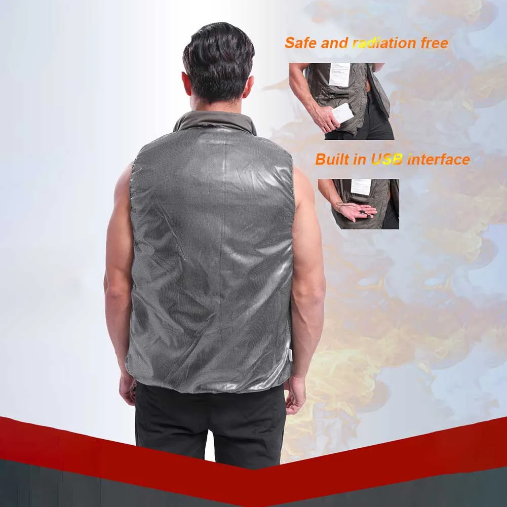 Men Women Washable Hiking Winter Temperature Control USB Charging Electric Heating Vest Outdoor Sports Fishing Warm Infrared