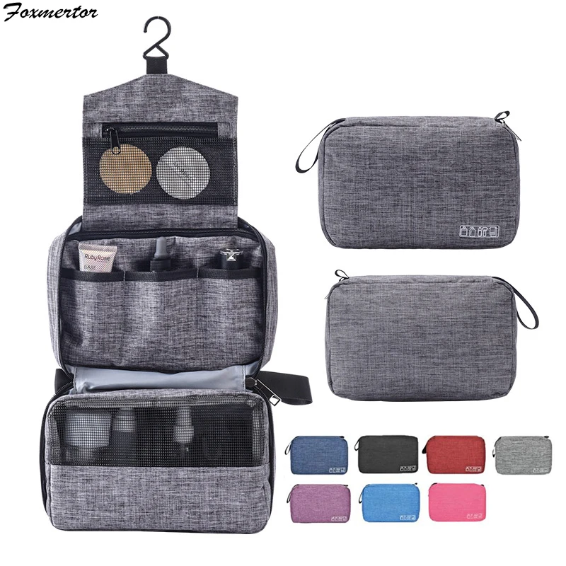 Foxmertor Women Men Travel Hanging Cosmetic Bag Makeup Necessary Toiletry Wash Organizer Beauty Vanity Make Up Pouch Grey Red | Багаж и