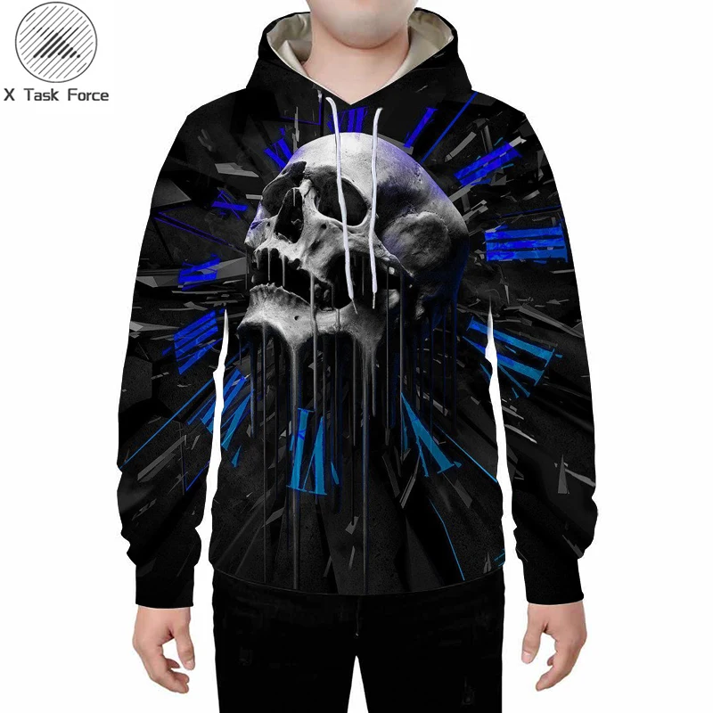 

Hot 2019 sweatshirt hoodie printed with skull 3D printed graphic skull 3D long sleeve cool autumn/winter top for boys/girls