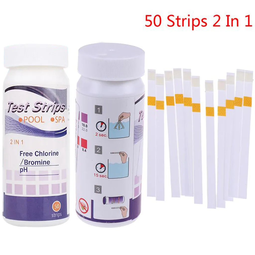 50pcs 2 in 1 Acid Water Hardness SwimmingPool Spa Chlorine Test Strip cloro piscin keto химия для бассейна таблетки для бассейна 50pcs 2 in 1 Acid Water Hardness SwimmingPool Spa Chlorine Test Strip cloro piscin keto химия для бассейна таблетки для бассейна