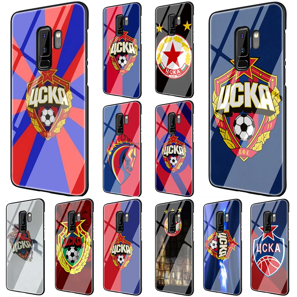 

EWAU PFC CSKA Moscow Football Team Tempered Glass Phone Cover Case For Galaxy S7 edge S8 9 10 Plus Note 8 9 10 A10 20 30 40 50 60