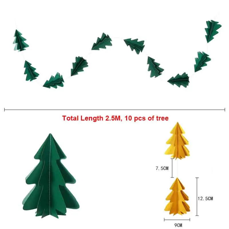 Рождественские Елочные орнаменты, трехмерные, 2,5 м, 10 шт., праздничные, вечерние, рождественские принадлежности, картонные подвески для украшения дома