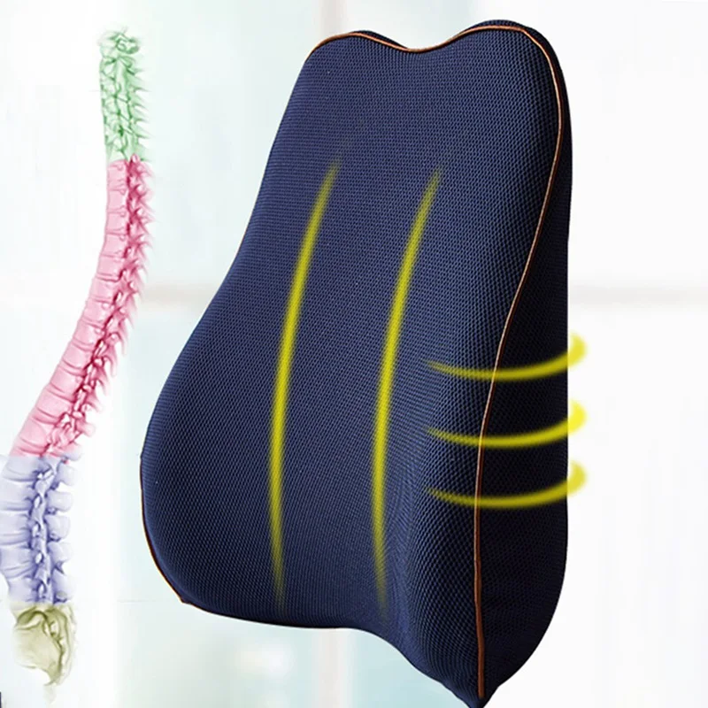 Car Seat Lumbar Support Office Chair Low Back Cushion Pillow Waist Protection Memory Cotton Black Car Product Posture Correction