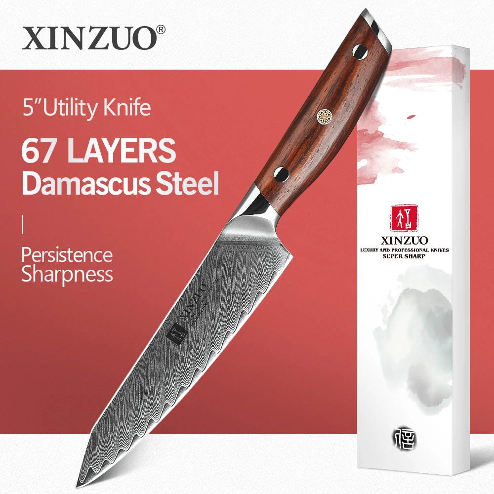 XINZUO 5 ''нож японский VG10 Core Дамасская сталь кухонные ножи острое лезвие для