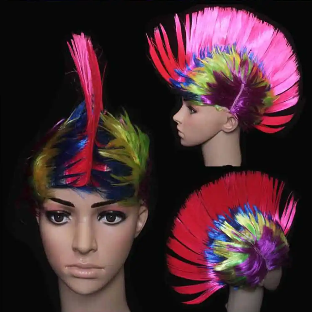 Cockscomb Parik Dlya Volos Hellouin Maskaradnyj Myach Vechernie Modnye Uniseks Pank Mohawk Mogikanskaya Pricheska Kosplej Shou Uzhasov Nochej Aliexpress