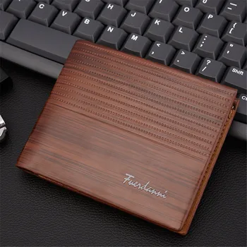 

Men's Short Wallet Large Capacity PU Horizontal Embossed Wallet Card Holder Coin Purse Money Pouch Photo Holder Man Male Fashion