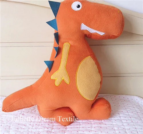 Yellow dinosa Экскаватор постельные принадлежности Подушка вышитая детская Автомобильная подушка животные хлопок мальчик Подушка для спины стерео игрушки Мультяшные подушки - Цвет: Yellow dinosa