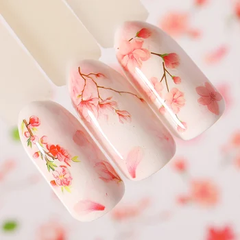 

1 Sheet Embossed 3D Nail Stickers Cherry Blooming Flower Leaf 3D Nail Art Stickers Decals Adhesive Manicures Tips Decoration