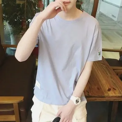 

Spring and summer solid color short-sleeved t-shirt men's high-neck sweater Slim Korean half-sleeve knit sweater bottoming shirt