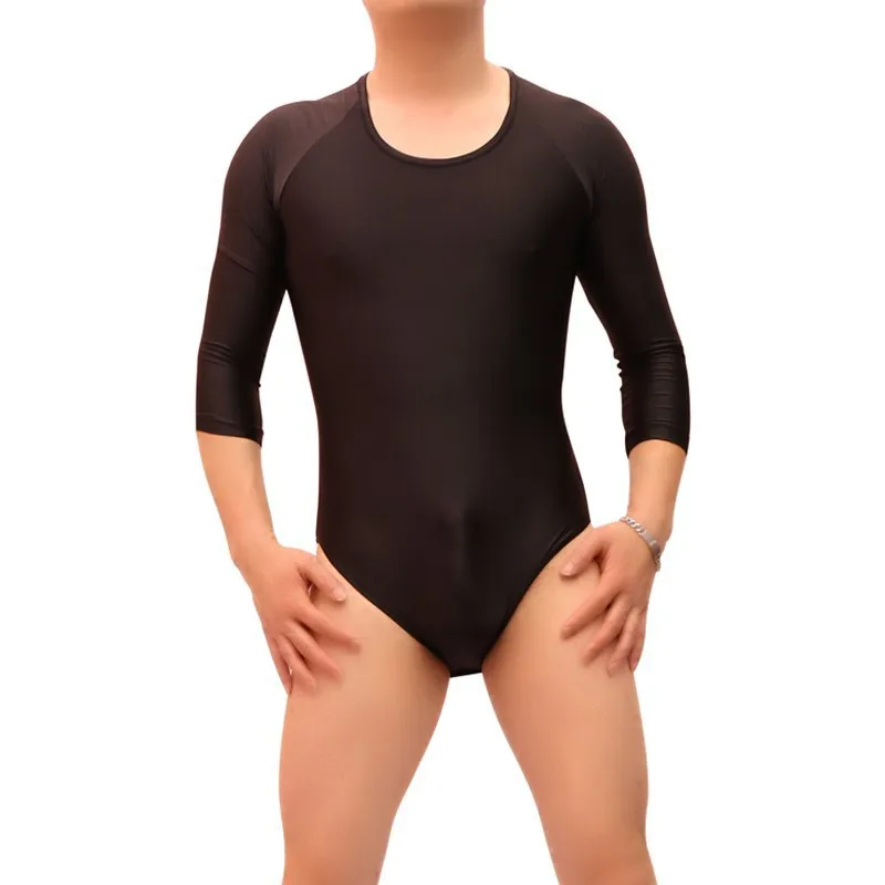 Men Sexy Leotard Silky Modal Elastic Sport Yoga Fitness Body Shape Underwear Slim Tight Stretchy Stylish