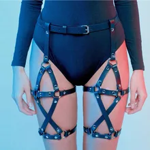 Ремень-подвязка пояс Эротическое готическое белье клетка Пояс на подтяжках бондаж готичный панк стиль подвязка Фетиш ноги пояс для чулок