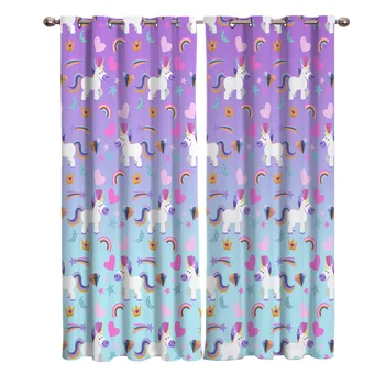 

Rainbow And Unicorn Diamond Window Curtains Home Decor Kitchen Items Curtain Panel Curtains for Living Room