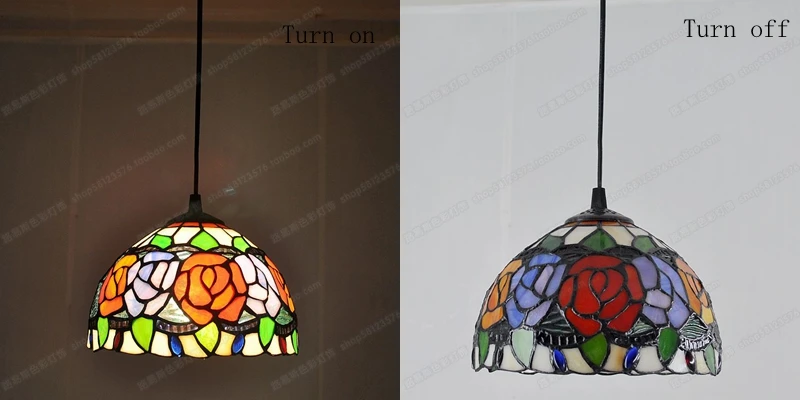 8 Inch American Stained Glass Chandelier Tiffany Style Restaurant Sink Bay Window Lighting European Antique Porch Balcony Light