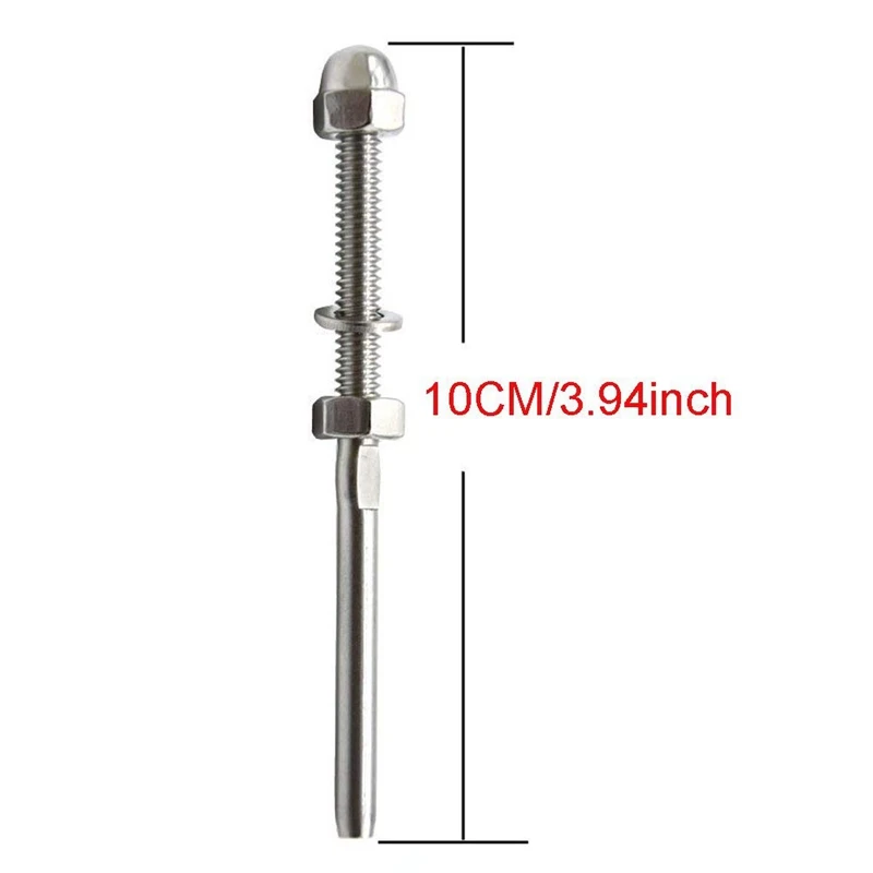 

62 Pack Cable Railing Swage Threaded Stud Tension End Fitting Terminal for 1/8 Cable Deck Railing Hand Swage T316 Stainless Stee