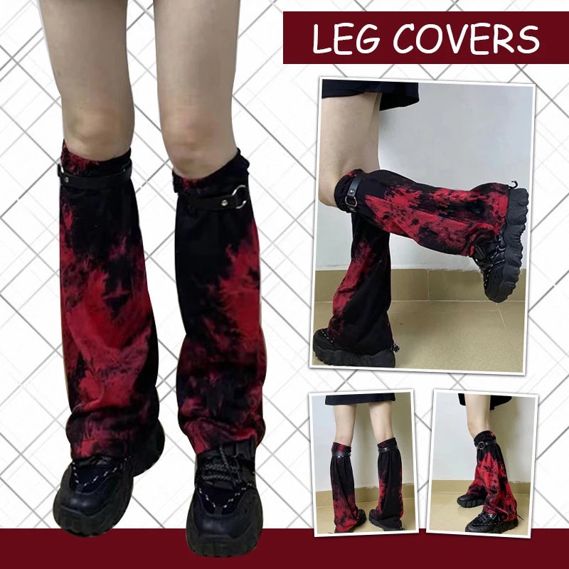 Lolita Japanese Gothic Leg Warmer JK Girl Punk Scarlet Print Leg Sleeves Summer Sun Protection Women Hip-hop Rock Socks
