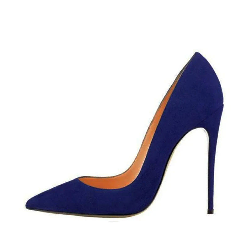 

Pointed toe 10cm 12cm stiletto heels dress pumps shallow slip-on Tibetan blue banquet work concise women shoes RM002 ROVICIYA