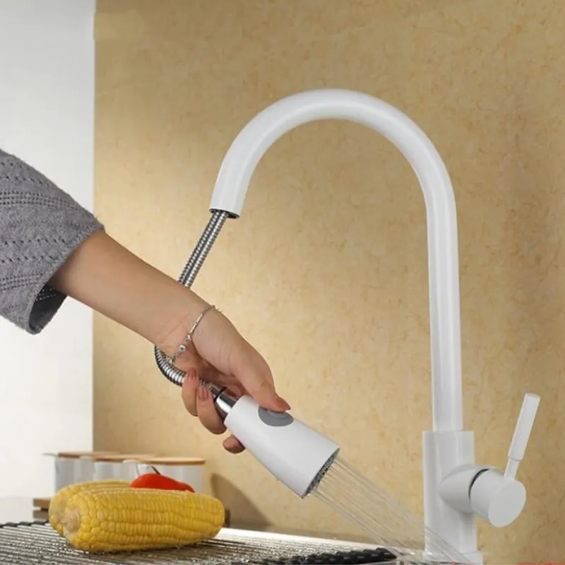 

Vidric Newly Arrived Pull Out Kitchen Faucet White Sink Mixer Tap 360 degree rotation kitchen mixer taps Kitchen Tap with Soap