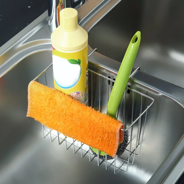 Kitchen Stainless Steel Storage Rack Sponge Holder Sink Brush Soap Drain Holder FPing
