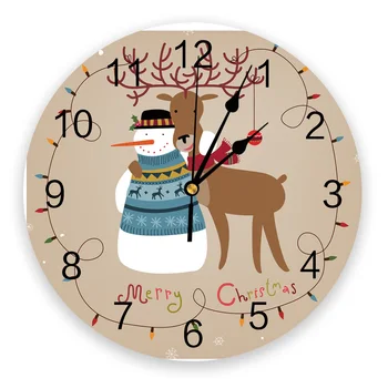 

Modern Wall Clock Christmas Elk Cartoon PVC Wall Clock Home Decor Bedroom Silent Oclock Watch Wall for Living Room