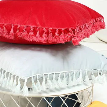

2 packs Yellow Modern Solid Velvet Cushion Covers With Tassels 45X45 for Sofa Couch Bed Decoration Throw Pillow Covers Cases Set