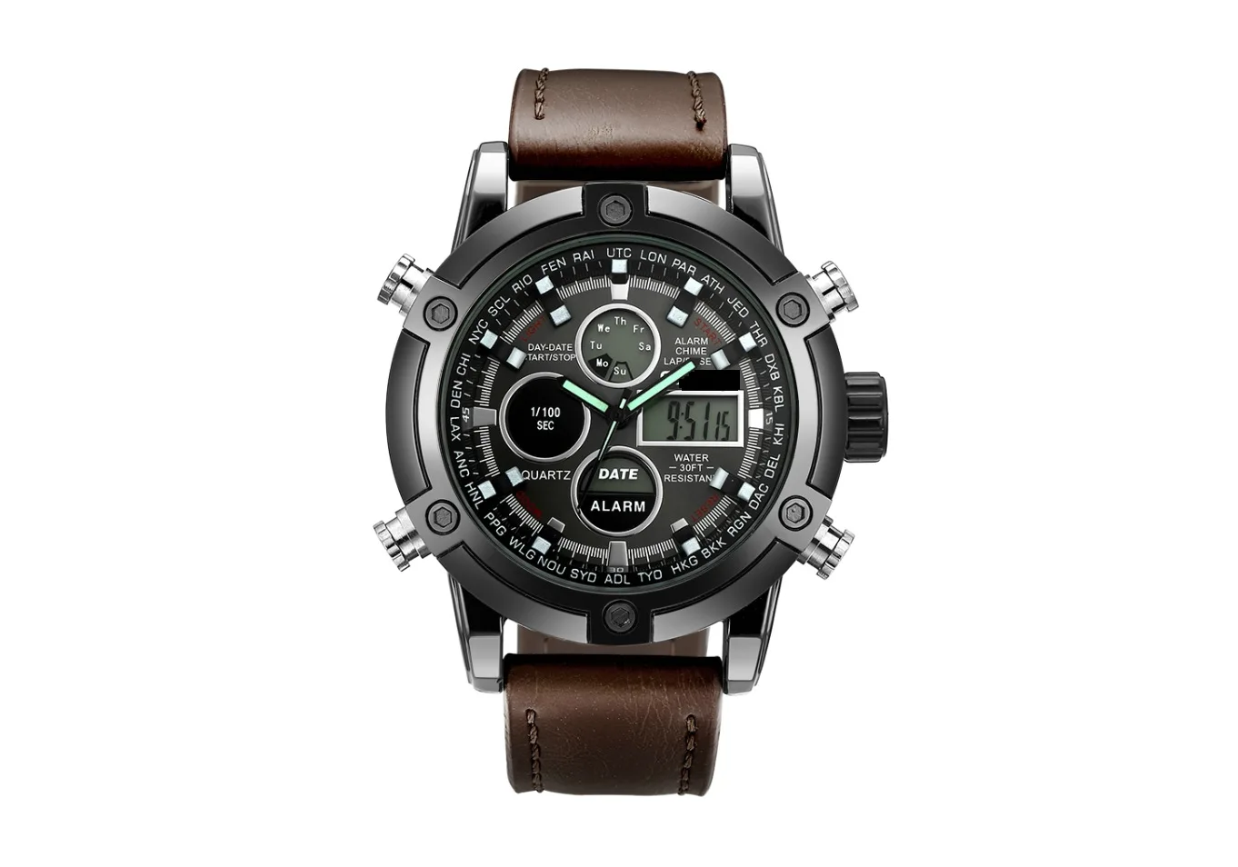 

Multi-functional Dual Display Electronic Waterproof Outdoor LED Watch