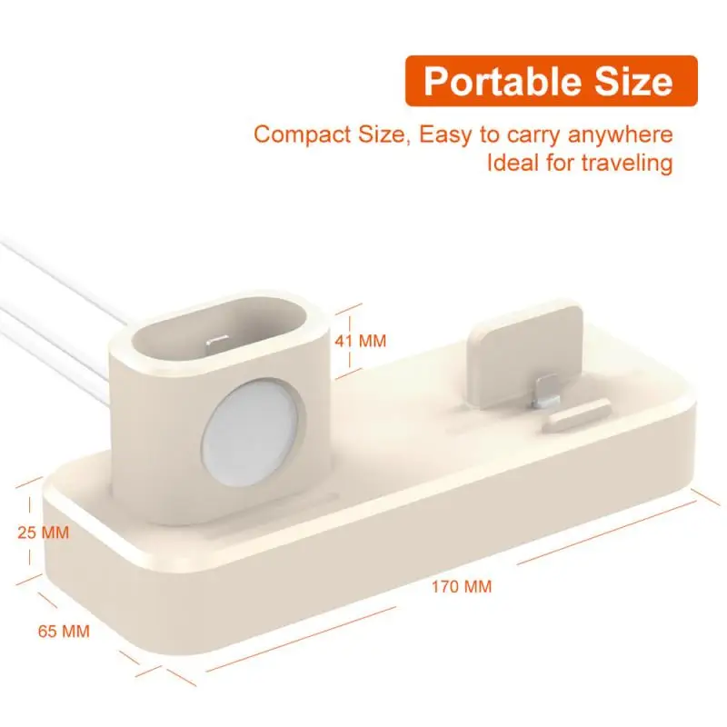 

Portable 3 In 1 Charging Dock Holder For Apple Watch IPhone Air Pods Silicone Stand Wireless Charger Stand Station Mounts Base