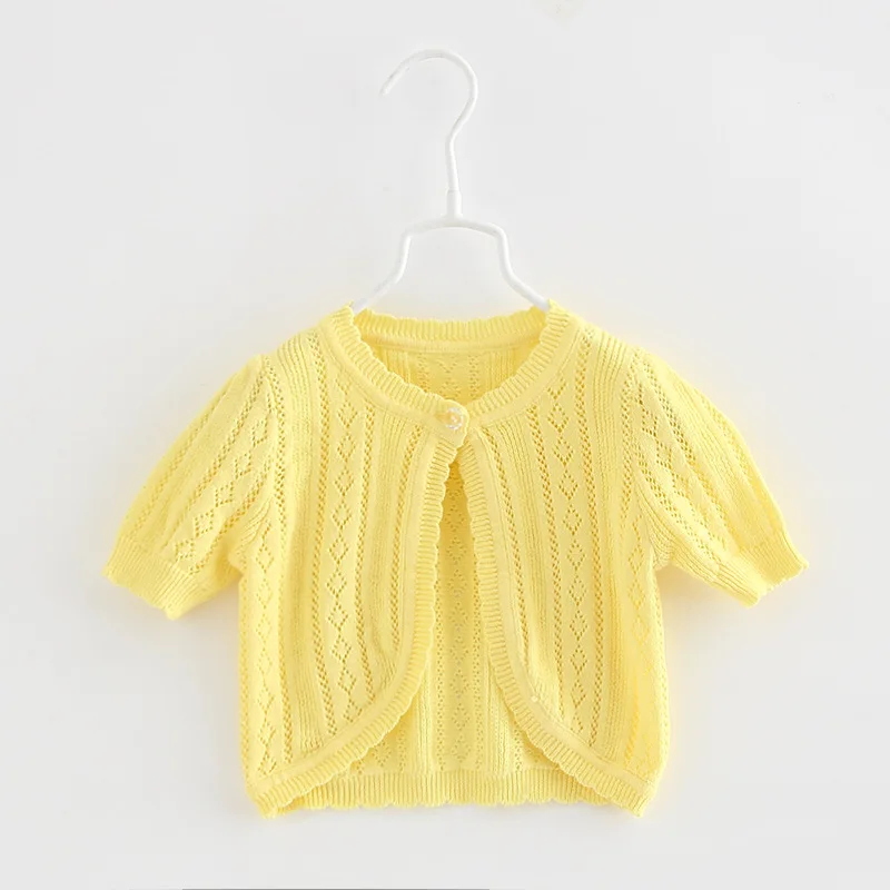 Кардиган для маленьких девочек куртка тонкая летняя детская шаль желтое пальто