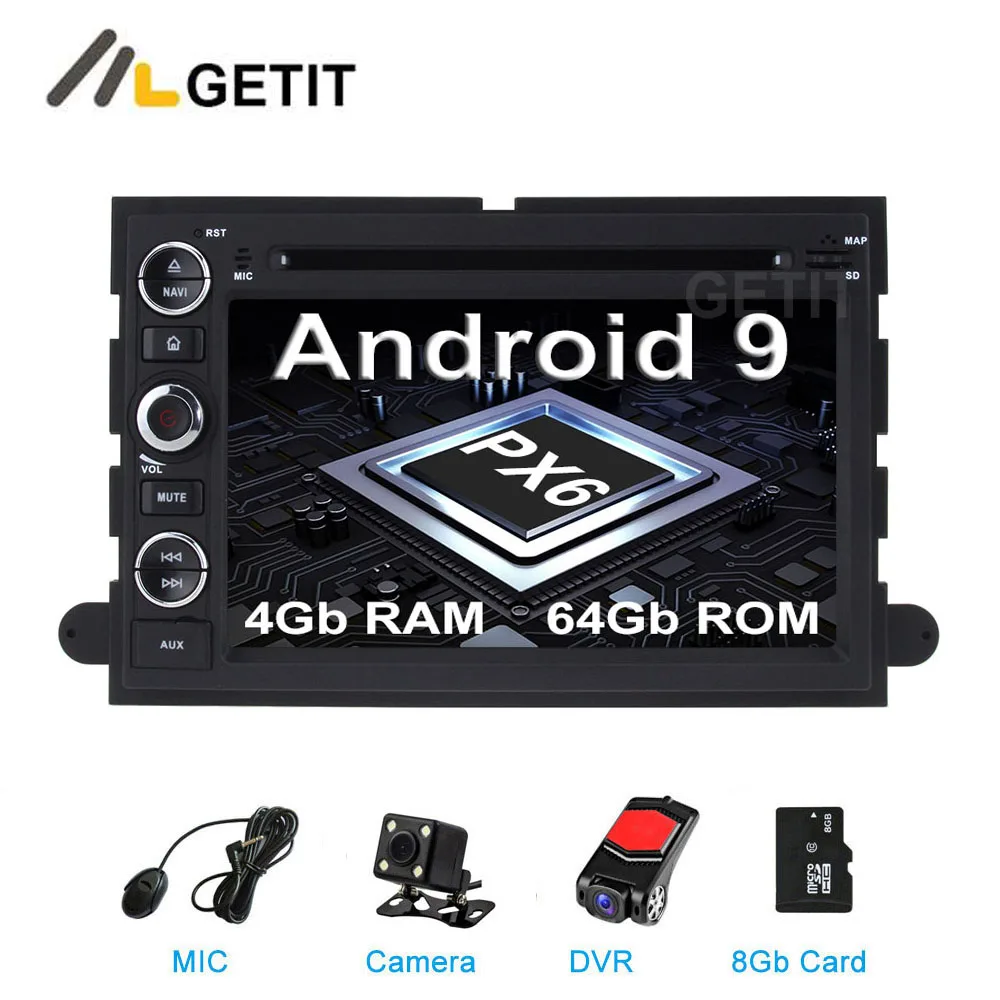 DSP 64G PX6 Android 9.0 Car DVD Player Radio Stereo GPS for Ford 500/F150/Explorer/Edge/Expedition/Mustang/fusion/Freestyle