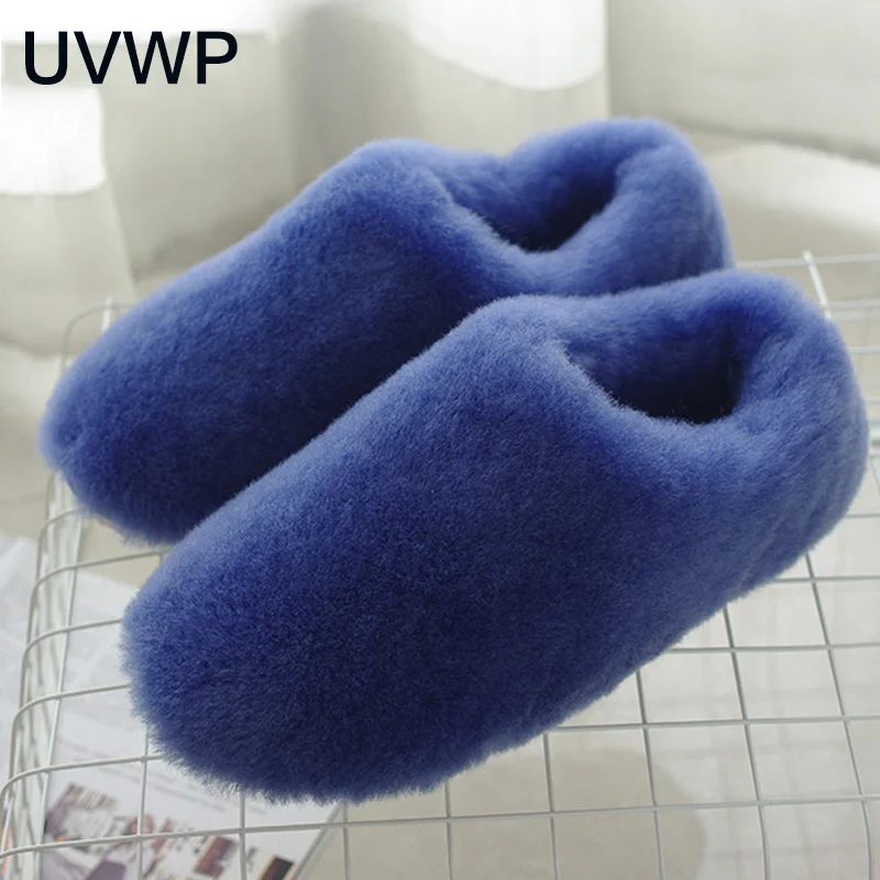 Home Slippers Women Fur Winter Fur Lined Flip Flop Slippers Flip