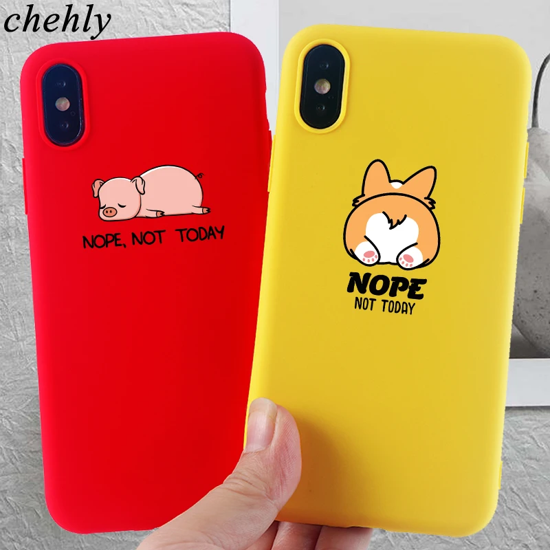 

Funny Corgi pig Phone Case for IPhone X XR XS Max 8 7 6s Plus 11 Pro MAX Cases Soft Silicone Fitted TPU Back Accessories Covers