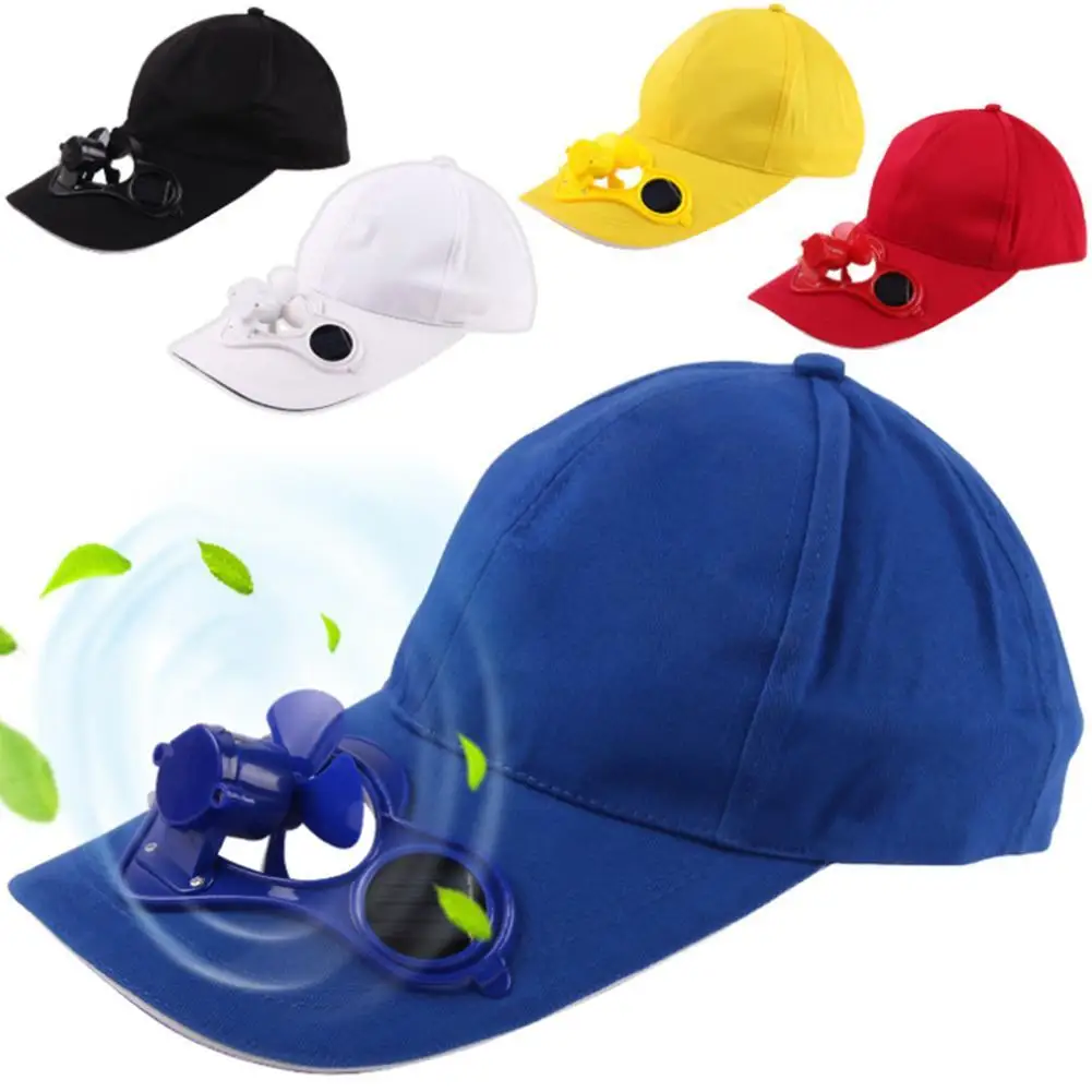 Unisex Adult Kid Summer Solar Panel Powered Cooling Fan Baseball Cap Outdoor Sport Camping Hiking Snapback Peaked Sun Visor Hat