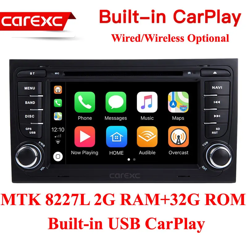CarExc 2 din Android 9,0 радио Поддержка беспроводной CarPlay Muiltmedia DVD плеер с gps-навигатором для Audi A4 S4 RS4 2002-2008 SEAT EXEO - Цвет: MTK 32G ROM
