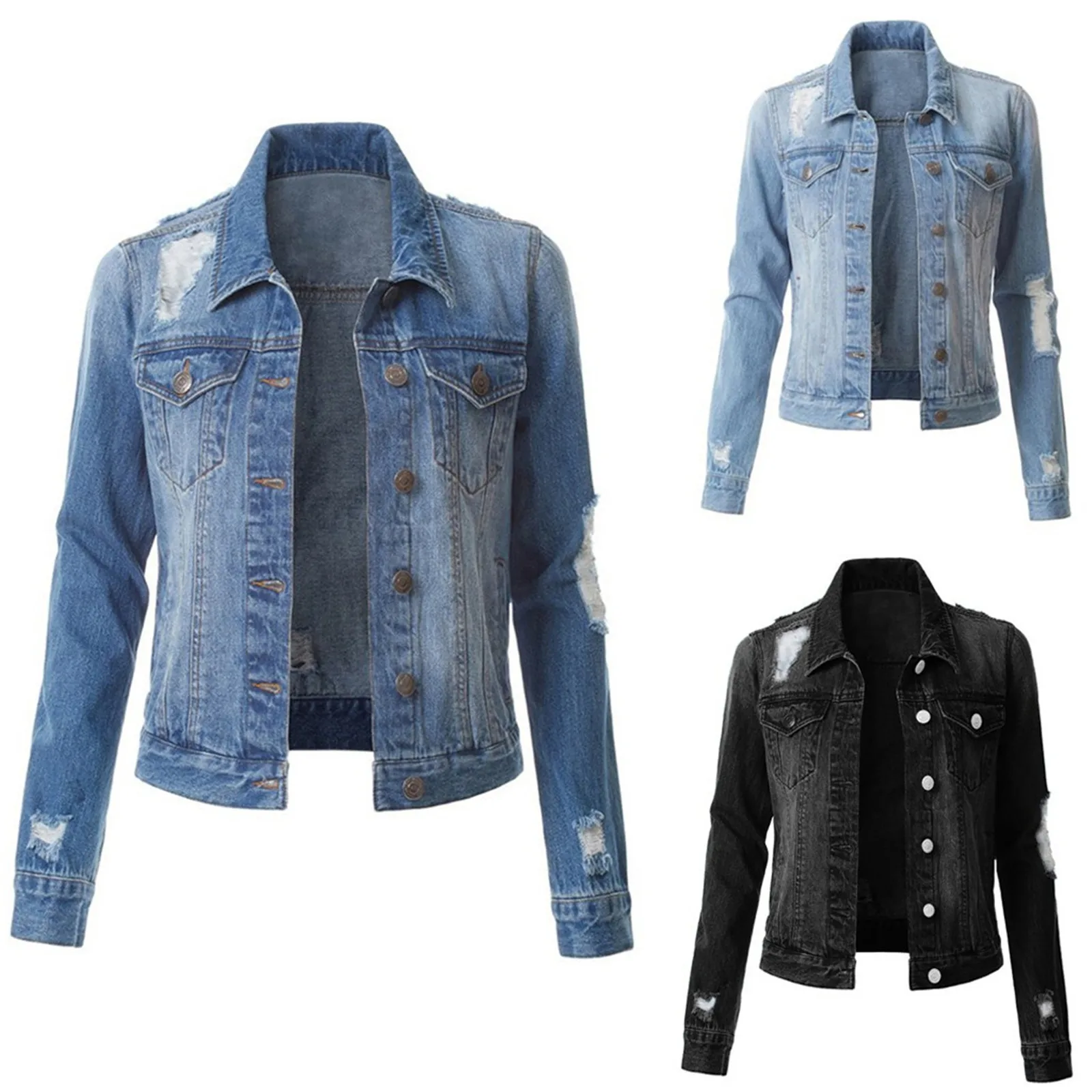 2021 Women High quality wild spring Short Denim Jackets Casual Wash Long Sleeve Jean Jacket Vintage Bomber Coat джинсовая | Женская
