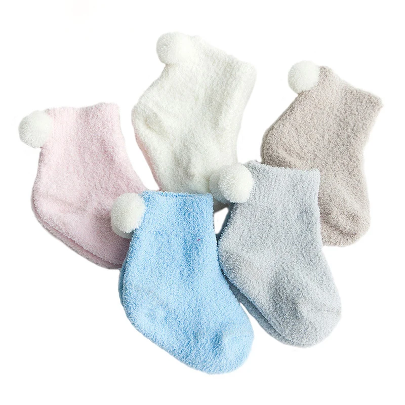

2019 New Cute Soft Winter Baby Socks Solid Cotton Girls Boys Socks Warm Cute Style For NewBorn to 3 Years 3 Pairs/Lot