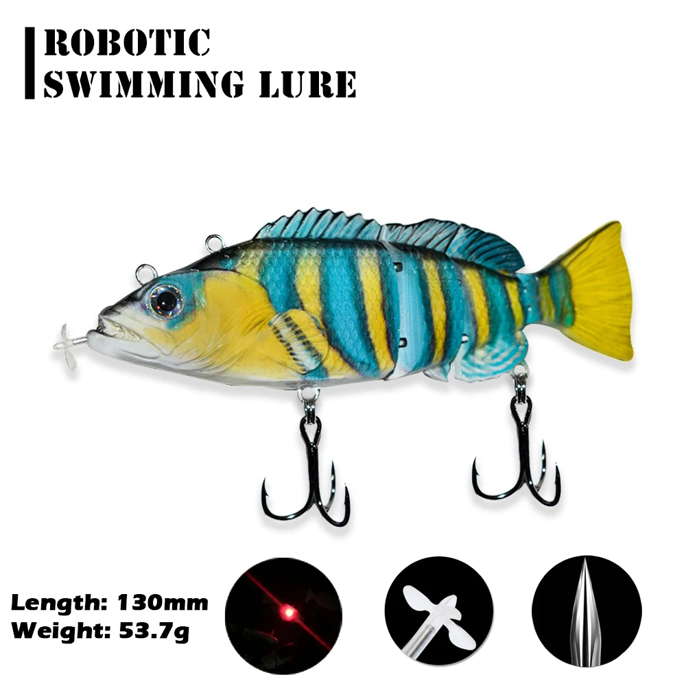 

Robotic Fishing Lure Auto Electric Swimming Lures Hard Bait Wobblers 4-Segement Propeller Powered Swimbait USB Rechargeable