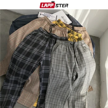 LAPPSTER Mens Black Harajuku Plaid Pants 2022 Men Japanese Streetwear Baggy Sweatpants Male 5 Colors Vintage Casual Trousers 1