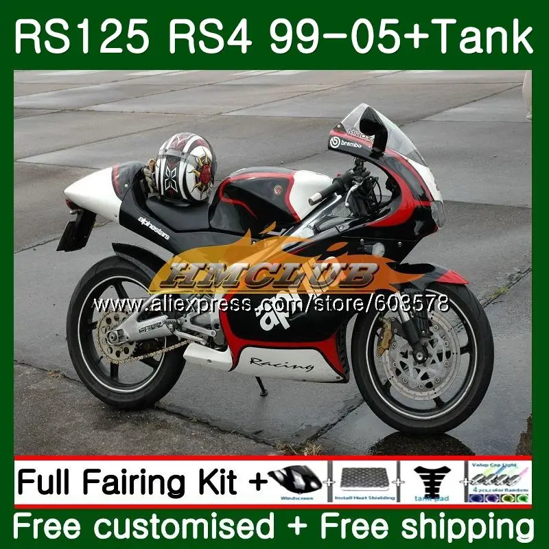 RS125R для Aprilia RS 125 RS125 99 01 02 03 04 05 44CL. 17 черный глянец RS4 RS-125 RSV125 R 1999 2000 2001 2002 2003 2005 обтекатель