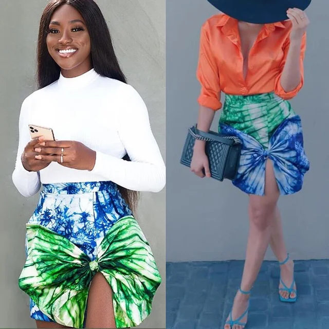 Bisiola Front Slit Print Skirt