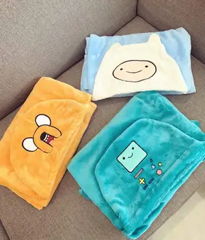 

Candice guo! cute plush toy cartoon adventure Finn Jake game machine warm cloak soft blanket shawl birthday Christmas gift 1pc