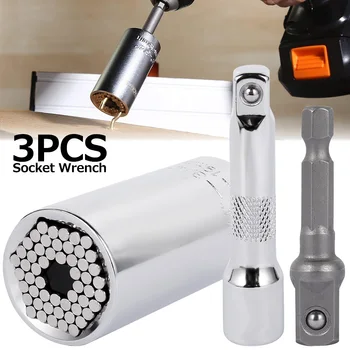 

3pcs Universal Socket Wrench Sleeve Post Two-piece Power Drill Ratchet Spanner Key for Automotive Industry Manufacturing
