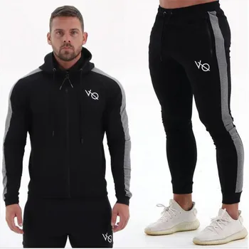 

Streetwear Casual Men's Suit 2020 New Fashion Men's Sportswear Bodybuilding Workout Fitness Top Men's Hoodie + Men's Trousers