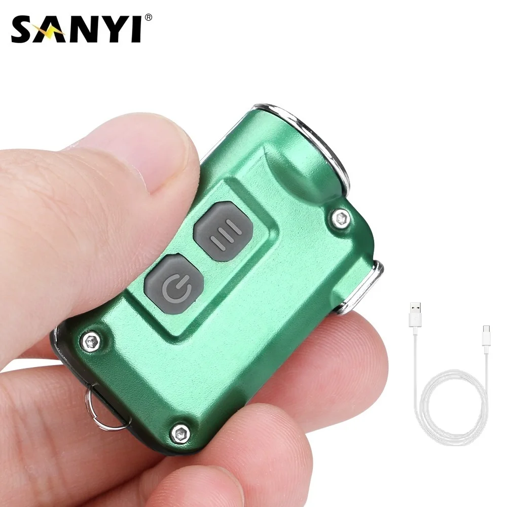 Small Lantern Pocket Mini Flashlight Dual Switch White LED Torch USB Rechargeable Lanterna Keychain Backpack Light with Battery