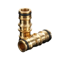 Two-Way Copper Nipple Straight Connector Garden Water Hose Repair Quick Connector