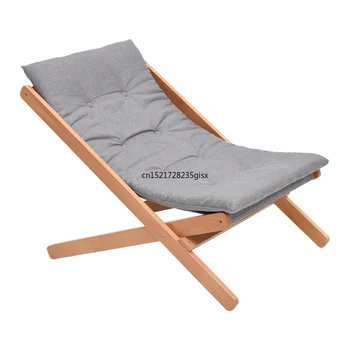 

Solid wood folding chair office lunch break chair lazy backrest chair home balcony leisure happy chair