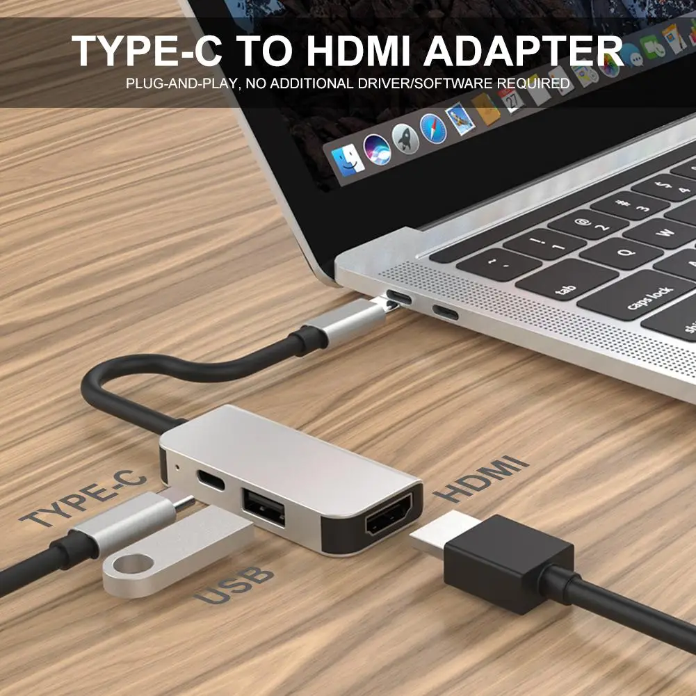 USB C к HDMI цифровой многопортовый концентратор адаптер тип-c к HDMI 4K адаптер с USB 3,0 USB-C 3,1 Для MacBook12 Mac Pro13