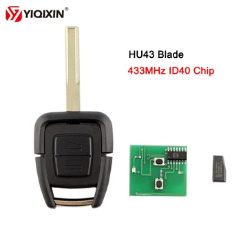 Keyforkesschiave a distanza per auto a 2 pulsanti per Opel Vauxhall Astra Vectra Zafira OP1 24424723 con Chip ID40 HU43 HU100 YM28 HU46 lama